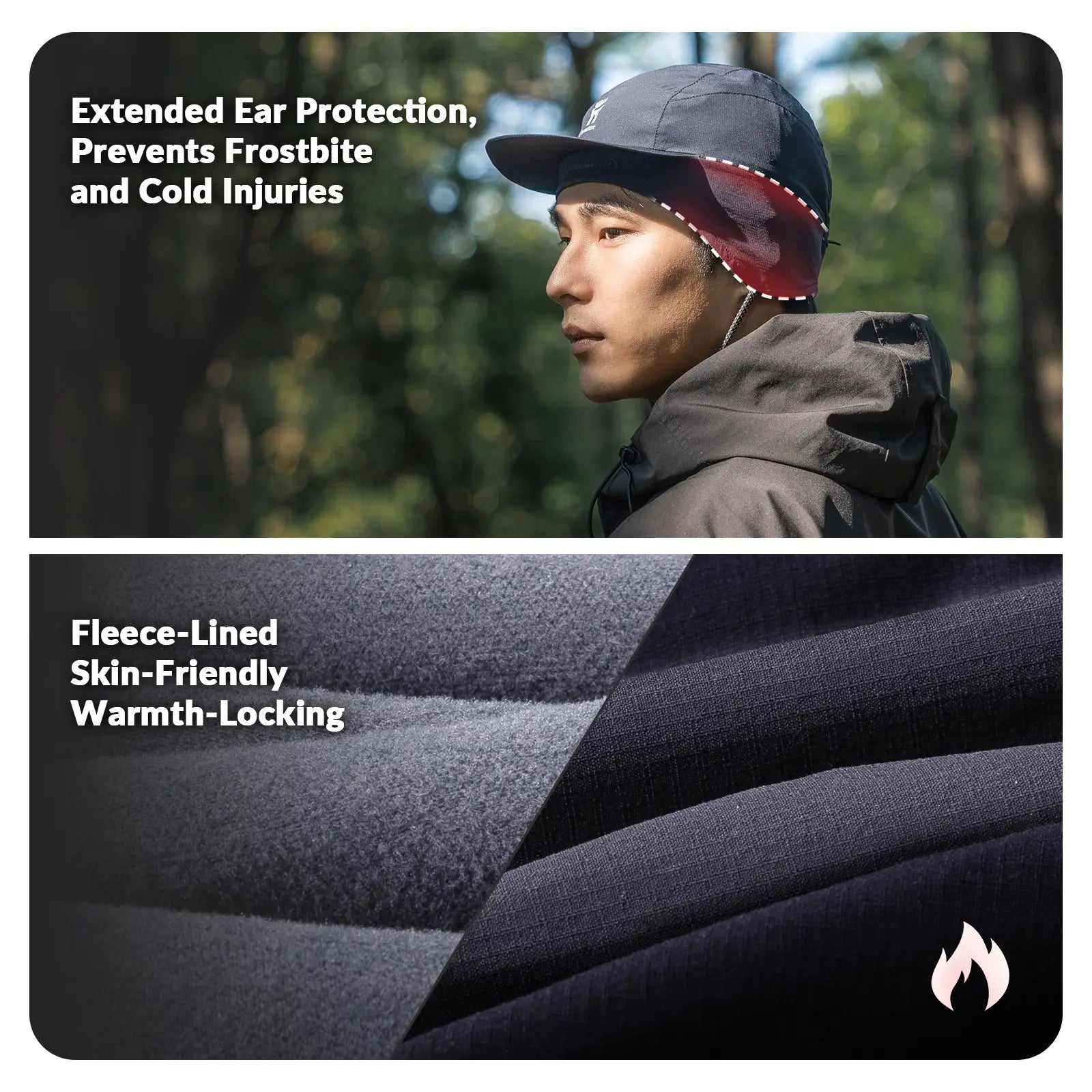 Fleece Baseball Cap with Ear Flaps – Winter Warm Hat for Windproof Running, Cycling & Hiking Cap
